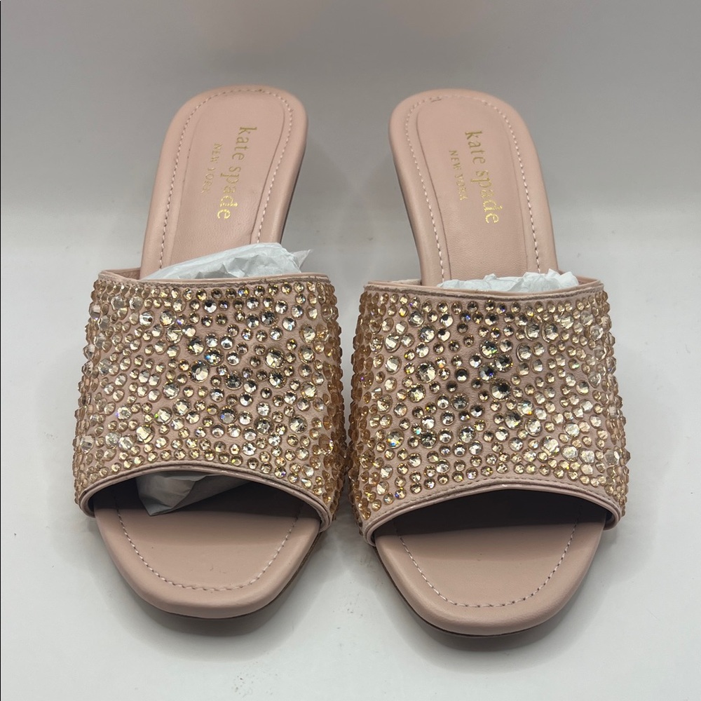 Kate Spade Blush Crystal Studded Mules
